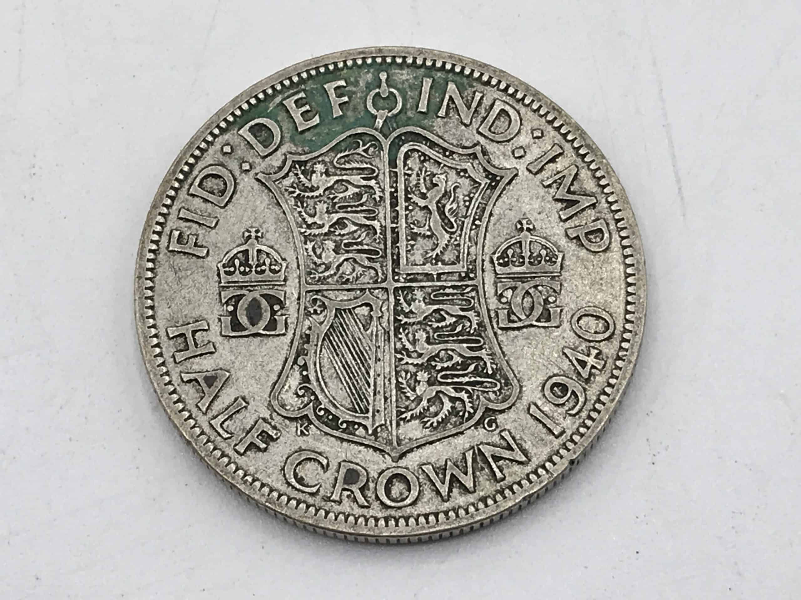 English 500 Grade Silver Half Crown 1940