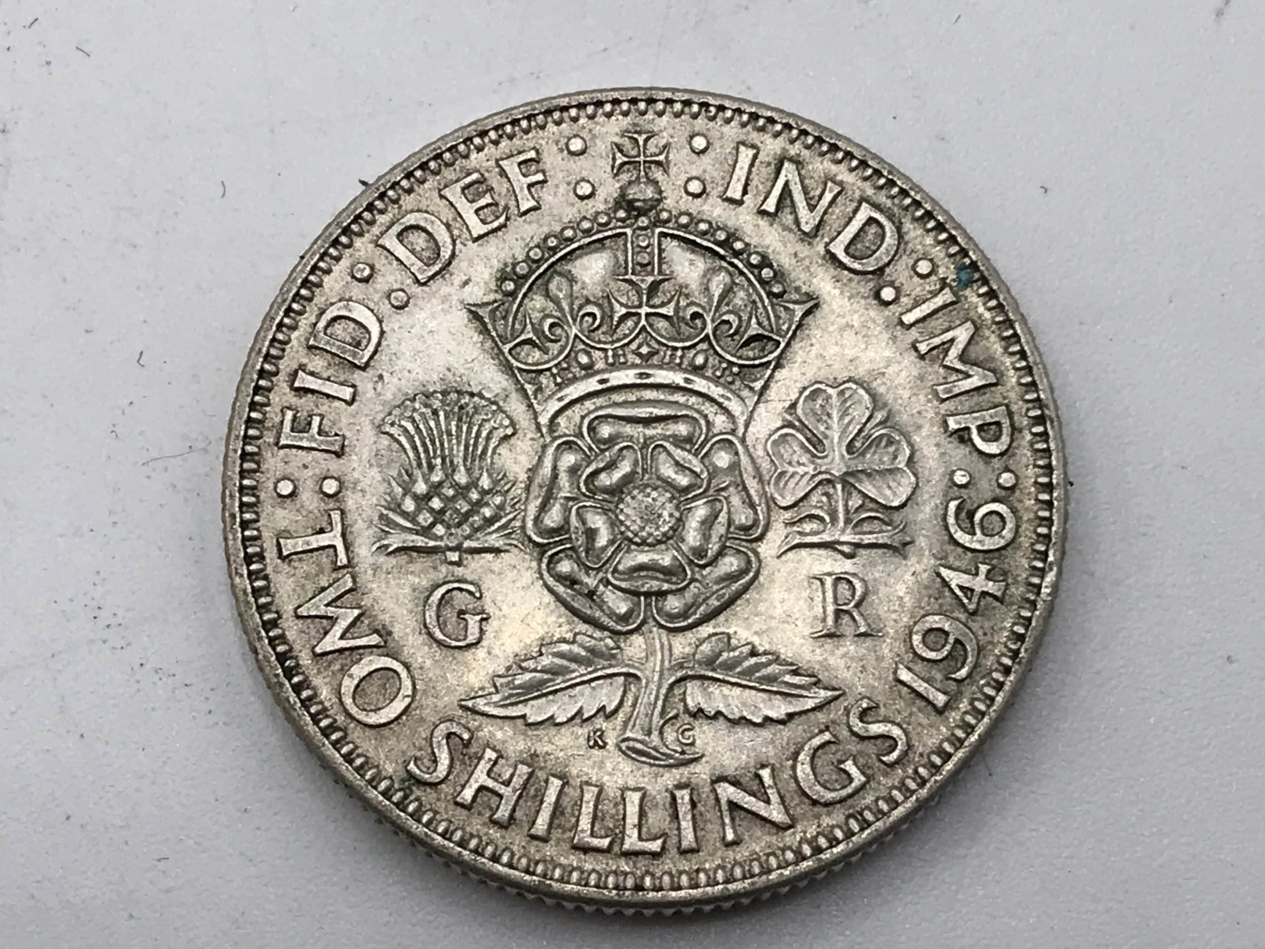 English 500 Grade Silver Half Crown Coin 1944