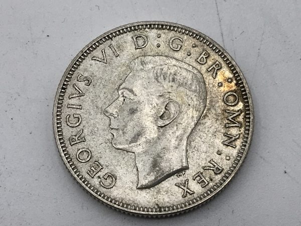 English 500 Grade Silver Half Crown Coin 1944 - Image 3