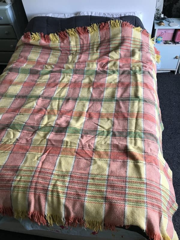 Large Vintage Wool Blanket – Multi-Coloured Check – 84” x 79” – Classic Cozy Charm - Image 5