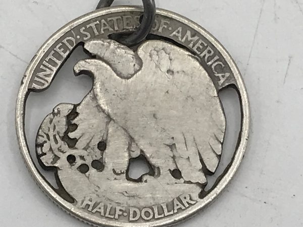 USA Silver Half Doller Carved Into a Pendant - Image 3