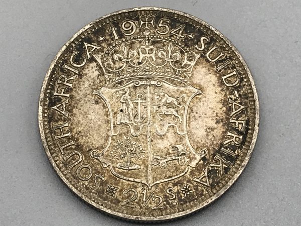 1954 South Africa 2 1/2 Shillings Silver Coin