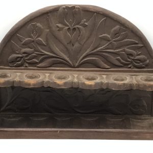 Antique Art Nouveau Carved Wood Pipe Rack