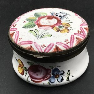 Antique Georgian Enamel Patch Box – Hand-Painted Floral Design – 18th/19th Century