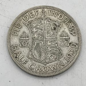 English 500 Grade Silver Half Crown Coin 1939