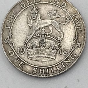English Silver 1918 Shilling Coin