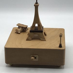 Wooderful Life Wood Music Box Bi Plane and Eiffel Tower