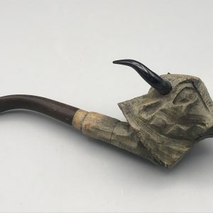 Carved Wood Smoking Pipe Vintage Bull Carved Wooden Pipe
