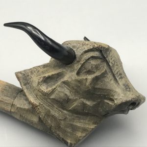 Carved Wood Smoking Pipe Vintage Bull Carved Wooden Pipe
