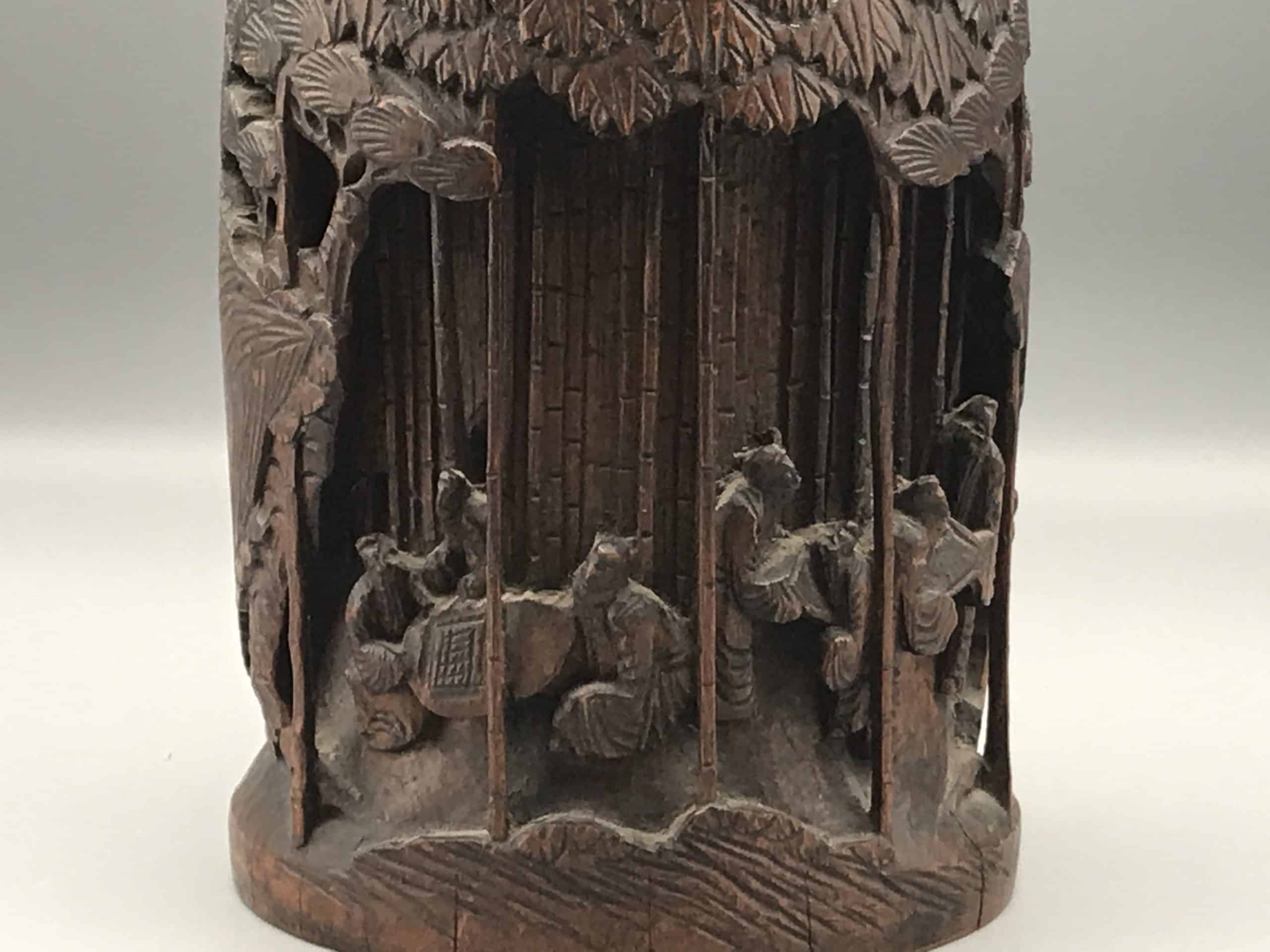 Antique Carved Wood Chinese Tea Caddy - Image 4