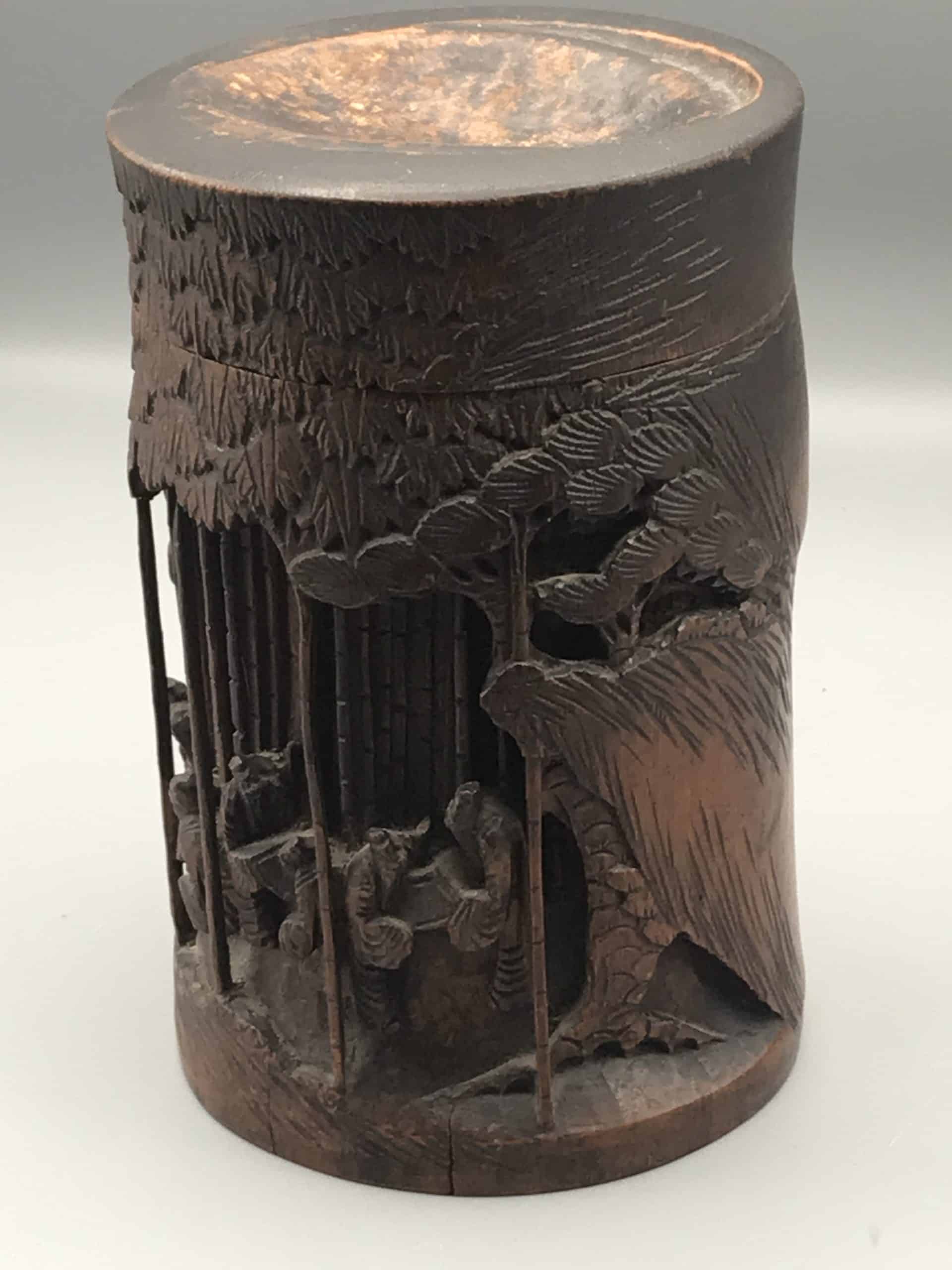 Antique Carved Wood Chinese Tea Caddy - Image 7