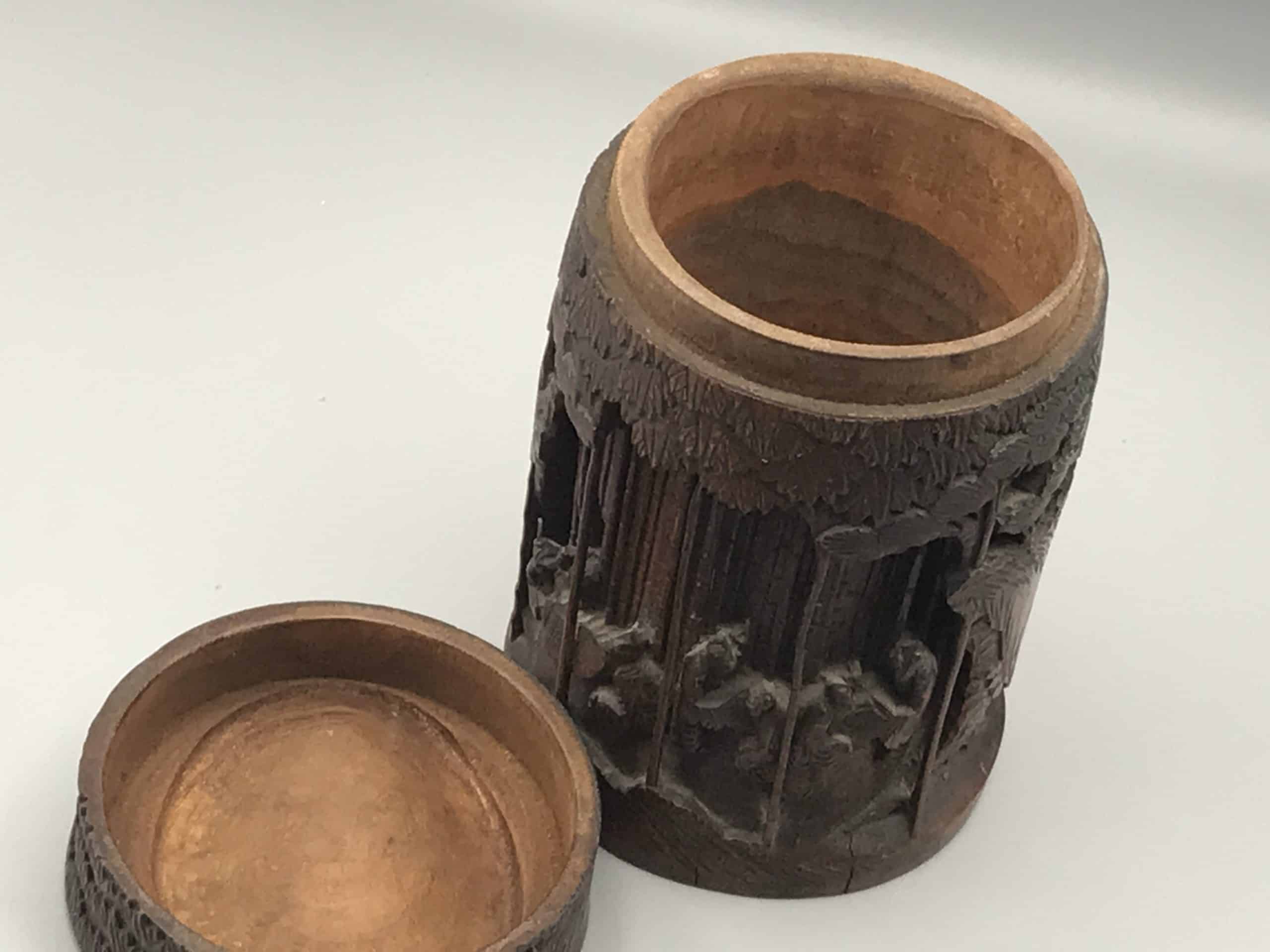 Antique Carved Wood Chinese Tea Caddy - Image 9