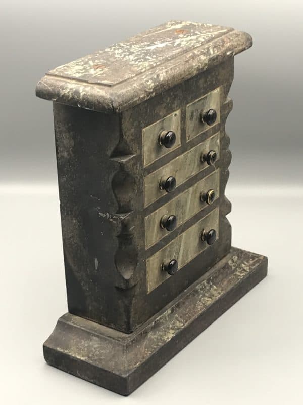 Rare Victorian Slate Miniature Chest of Drawers – Antique 19thC Model