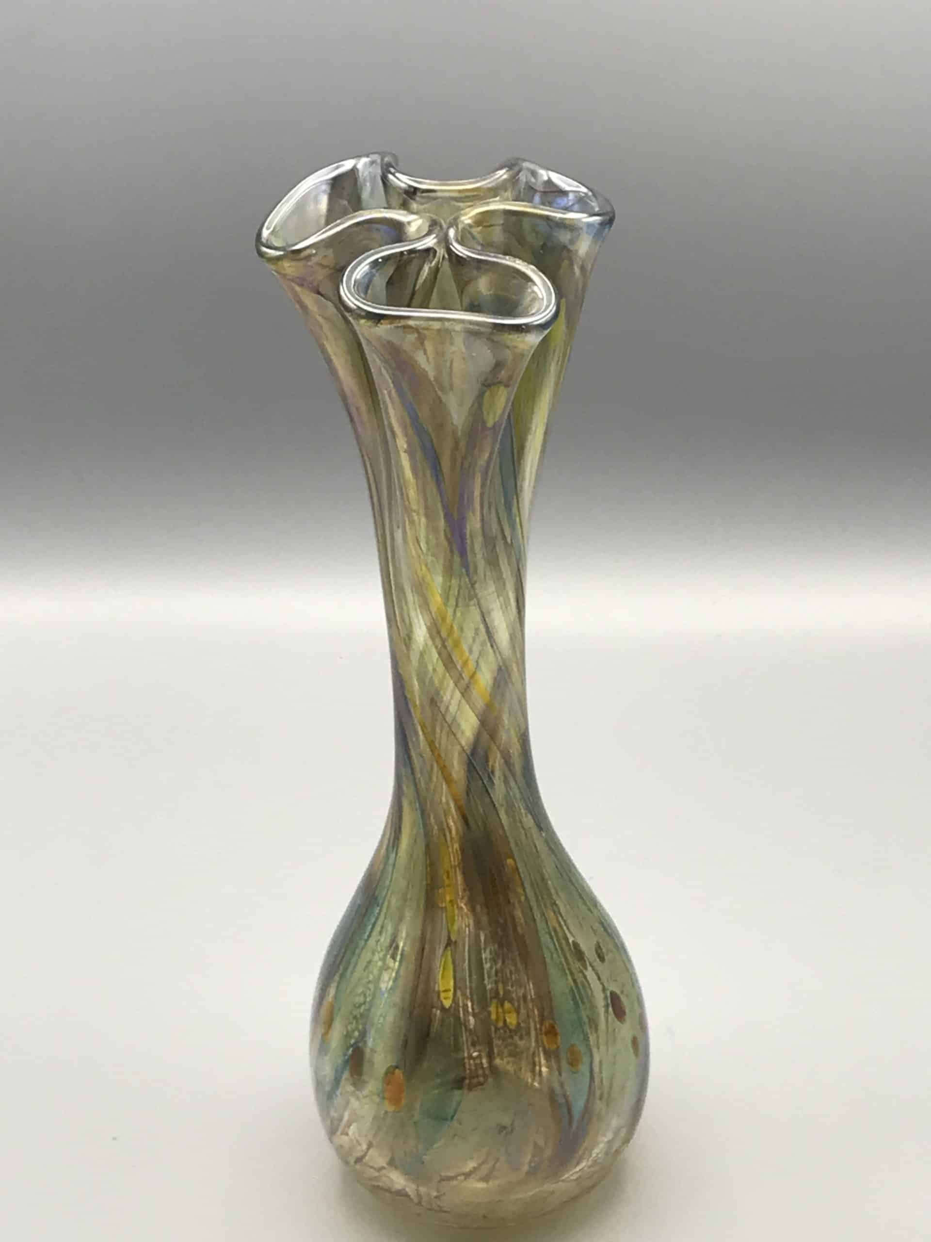 Alum Bay Isle Of White Iridescent Studio Glass Vase - Image 3