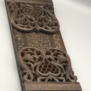 Antique / Vintage Carved Indian Wood Sliding Book Shelf