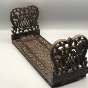 Antique / Vintage Carved Indian Wood Sliding Book Shelf