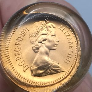 Pair Vintage Coin Cufflinks 1p Coins in Lucite