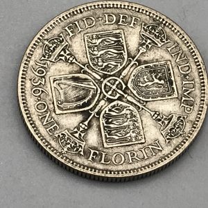 1936 One Florin Two Shillings Coin 500 Grade Silver