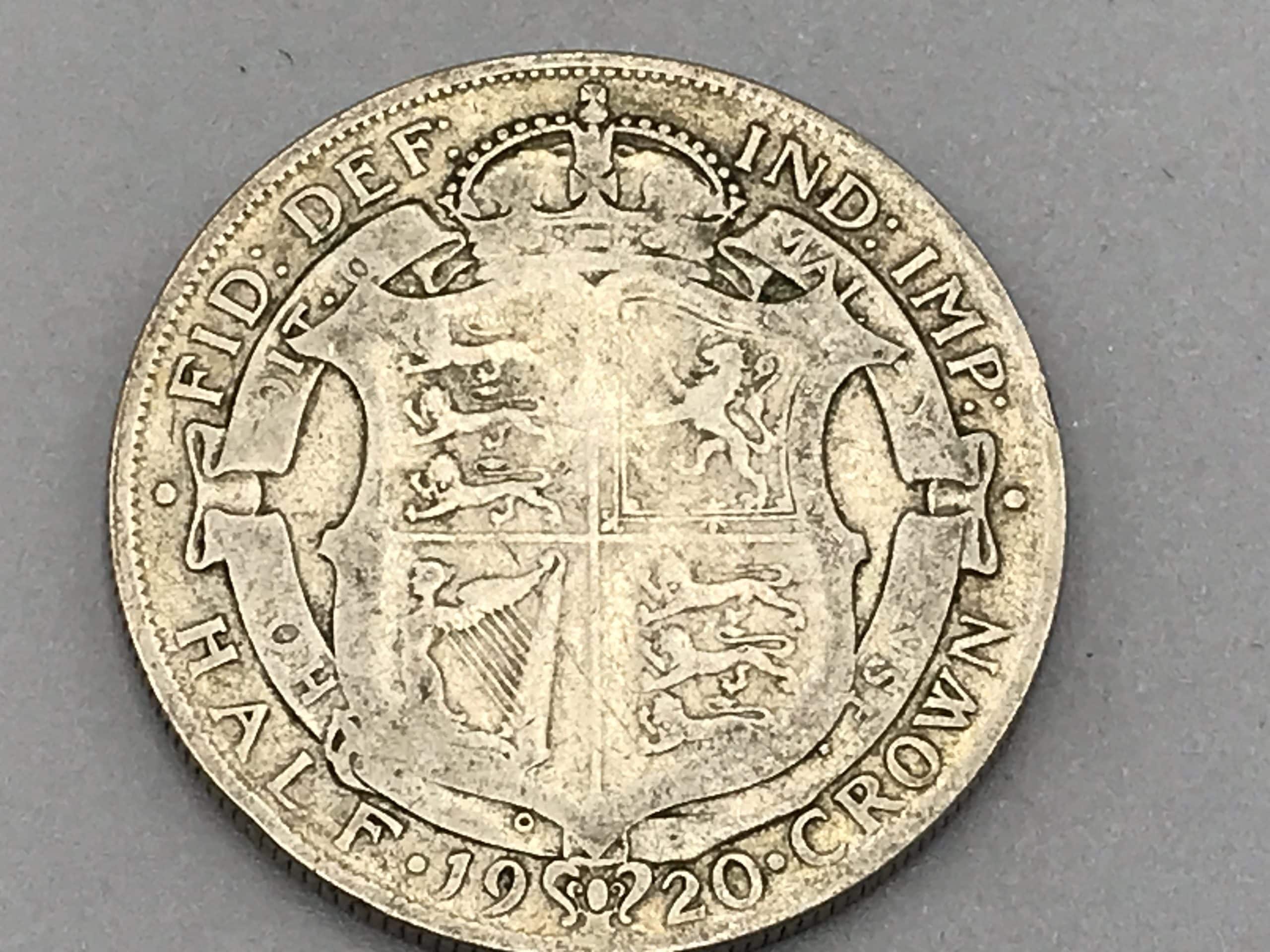 English Silver 1920 Half Crown Coin