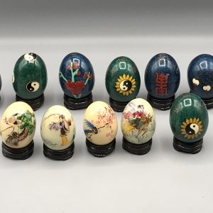 Set of 11 Chinese Metal & Enamel Musical Bell Eggs – Handcrafted, Vintage Decor