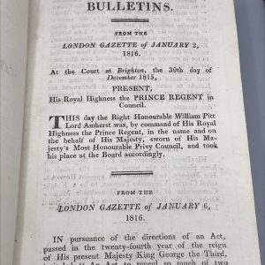 Antique Book Bulletins State Intelligence 1816