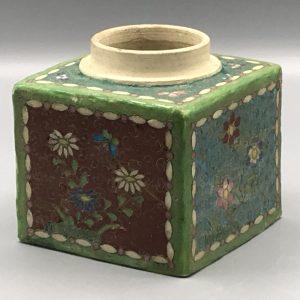 Antique Japanese Satsuma Porcelain tea caddy of square form
