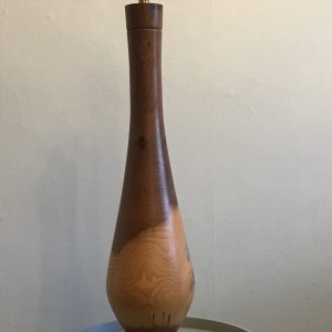 Very Large Beautiful Turned Wood Table Lamp – Possibly Elm