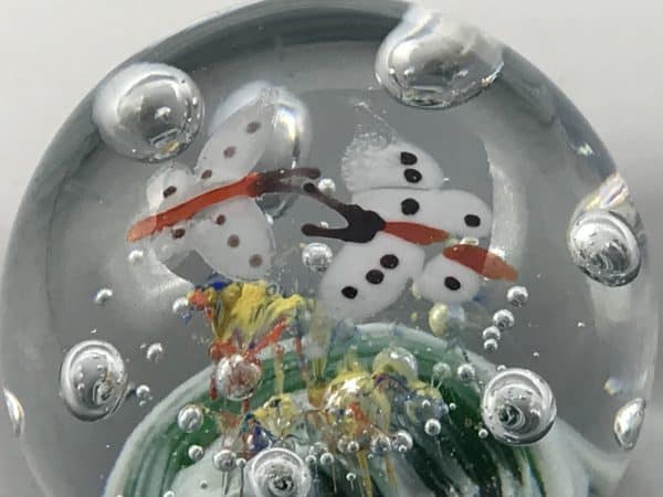 Vintage Chinese Glass Paperweight Butterflies