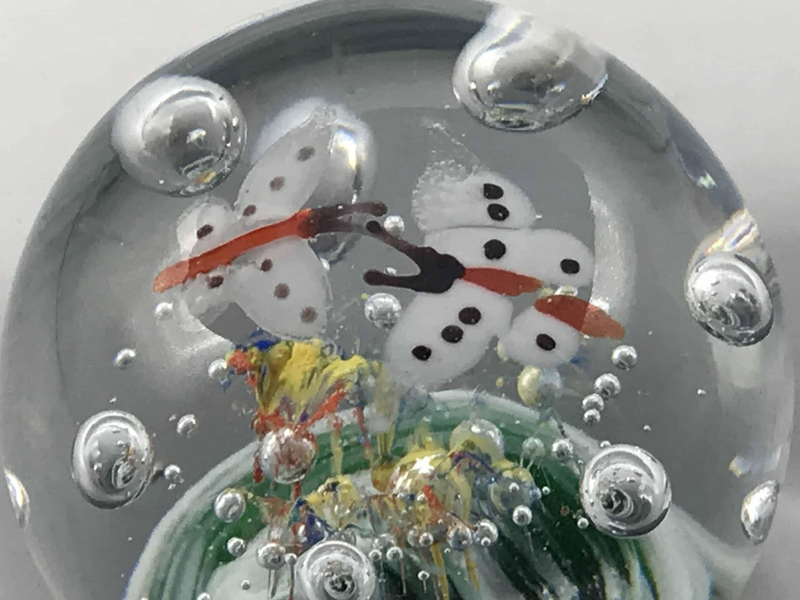 Vintage Chinese Glass Paperweight Butterflies