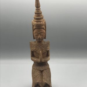 Wooden Carved Kneeling Thailand Thai Praying Buddha