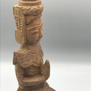 Wooden Carved Kneeling Thailand Thai Praying Buddha