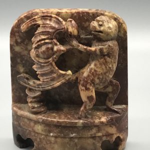 Chinese Carved Soapstone Monkey and a Bat
