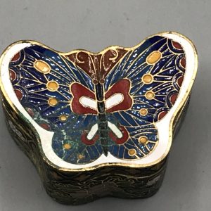Chinese Cloisonne Enamel Butterfly Pill Box Pot