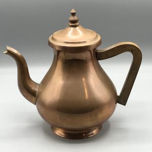Vintage 1950s Tin Lined Copper Tea Pot Wood Handle