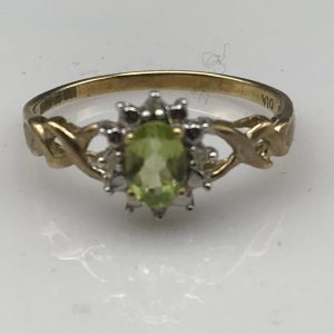 9ct Diamond and Emerald Ring Size S