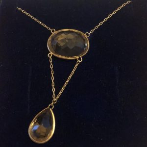 Elegant 9ct Gold Citrine Dropper Necklace – Vintage Statement Jewelry