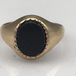 9ct Gold Onyx Signet Ring Size N