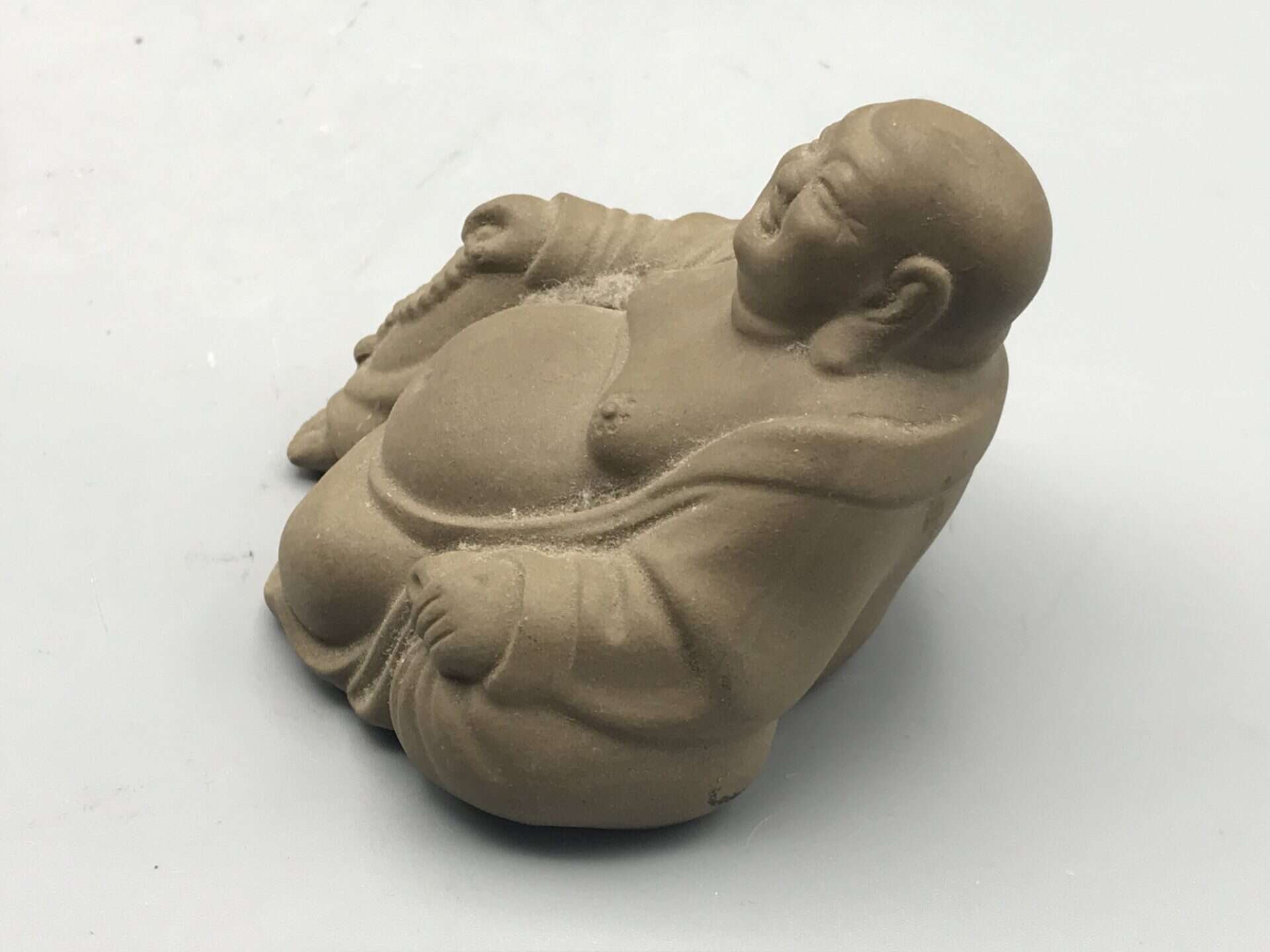 Small Clay Buddha Figurine with Chinese Mark – Possibly Yixing Ware – 2” Tall – Zen Décor - Image 3