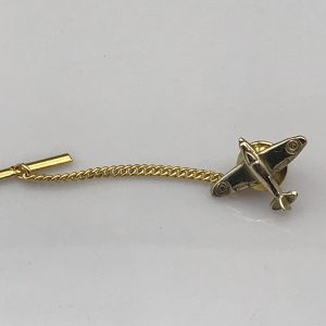 9ct Gold Spitfire Airplane Tie Pin – Hallmarked – 0.8g Aviation Collectible