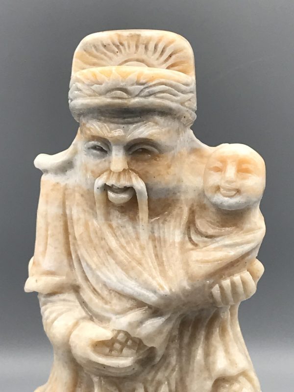 Chinese Fu Xing Deity Sculpture – Hand-Carved Soapstone Prosperity Idol