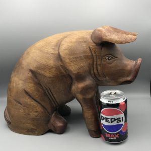 Large Hand-Carved Solid Wood Pig Sculpture – African Folk Art