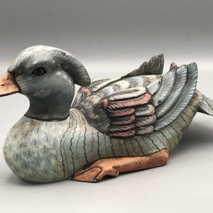 Hand Carved Painted Wooden Duck Decoy – Vintage Folk Art No. 2