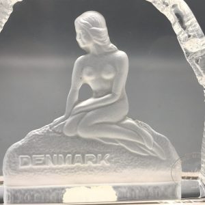 Little Mermaid of Copenhagen Glass Paperweight – Danish Souvenir Boxed