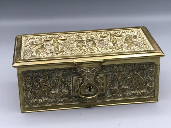 Antique Gilt Brass Jewelry Box by Erhard & Söhne c.1900 – Putti & Arabesques - Image 12