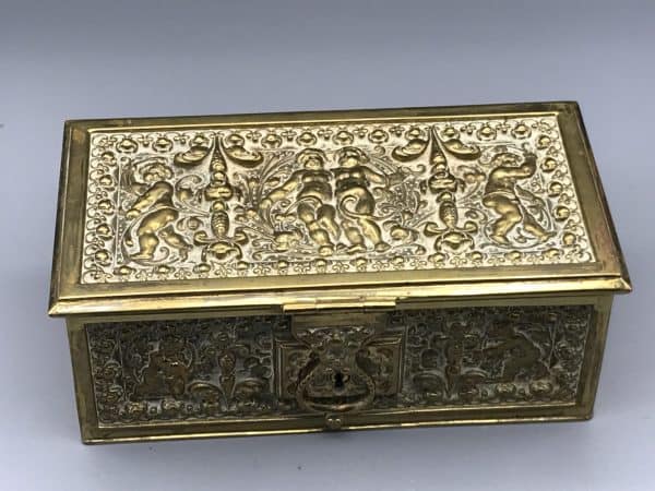 Antique Gilt Brass Jewelry Box by Erhard & Söhne c.1900 – Putti & Arabesques - Image 13