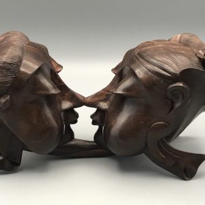 Hand-Carved Balinese Lovers Sculpture – Romantic Wood Art