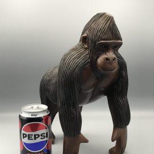 Hand-Carved Hardwood Gorilla Sculpture – Mid-Century Tribal Art Motif