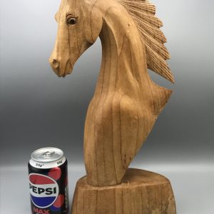 Large Hand-Carved Pine Horse Head Sculpture – Equestrian Decor