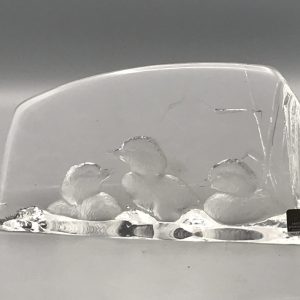 Large Mats Jonasson Crystal Duck Paperweight – Signed Swedish Art Glass
