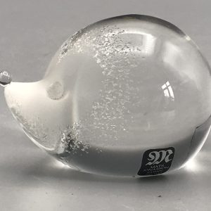 Mats Jonasson Crystal Hedgehog Paperweight – Signed Swedish Art Glass